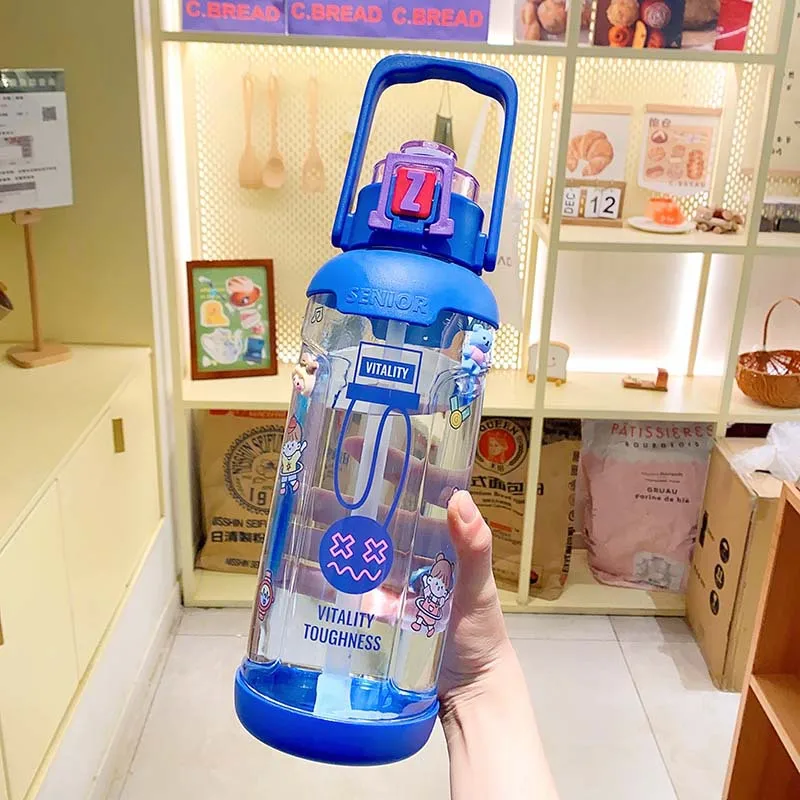 Water Bottle With Straw Bpa Free Material Ideal For Gym,Outdoor Sport,Home &Amp; Office 1800Ml
