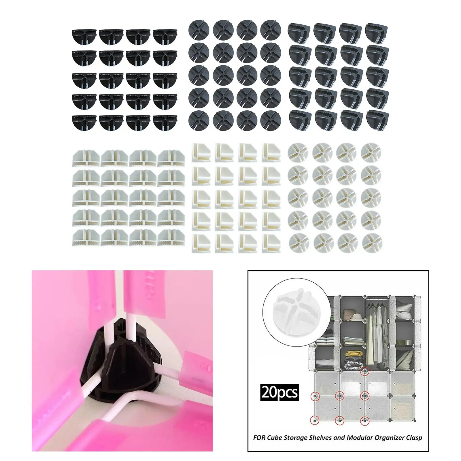 Set of 20 Storage Closet Cube Replacement Grid Connectors Grid Corner Cube