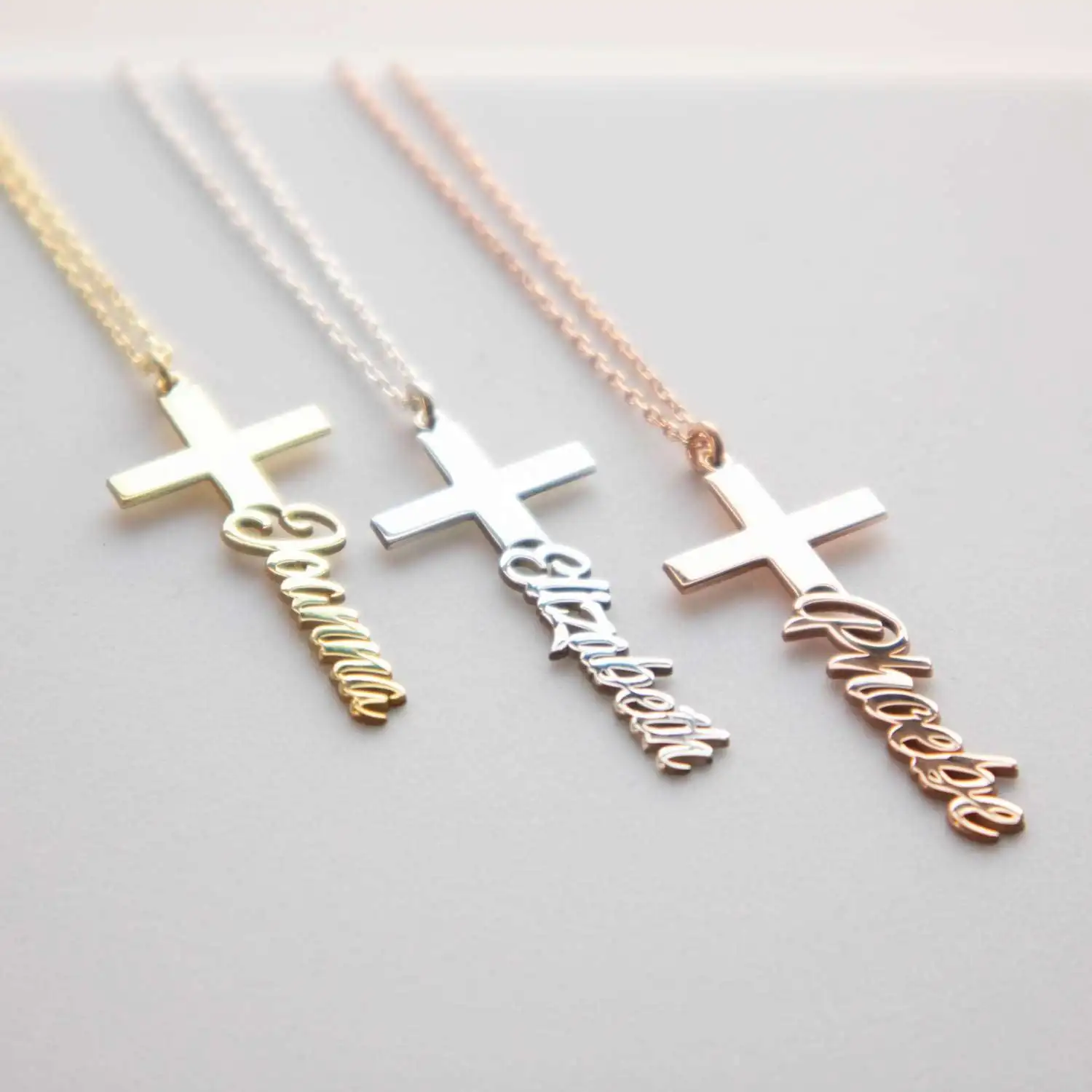 Personalized Cross Necklace with Name Stainless Steel Custom Name Pendant Cross Necklace Gift for Friend