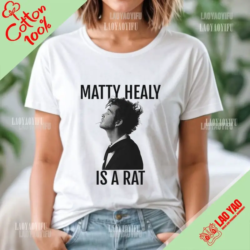 Avon Healy Is A Rat Shirt Harajuku Goth Donna Uomo Girocollo Casual Allentato Street Fashion 100% Camicia Di Cotone