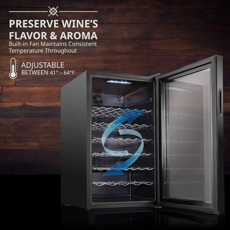 Ivation 51 Bottle Compressor Wine Cooler Refrigerator w/Lock Large Freestanding Wine Cellar For Red, White