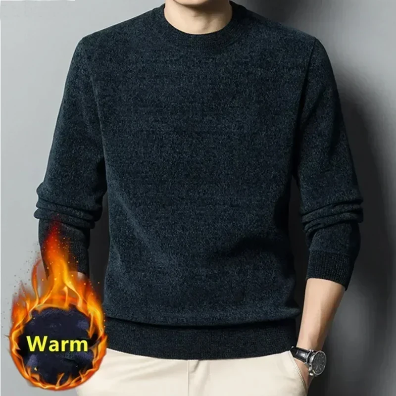 2024 Men's Thick Warm Chenille Cashmere Sweater Top Autumn Winter Soft Casual Pullover Sweater Tops Male Knitted Sweater свитер 2