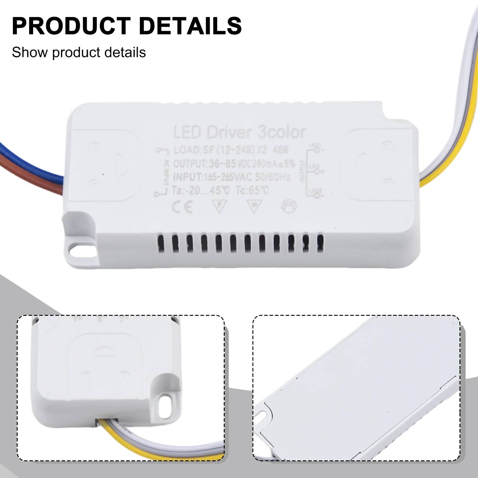 LED-Treiber, 3-Farben-Adapter, 8–24 W, 20–40 W, 30–50 W, 40–60 W, 50–70 W, für LED-Beleuchtung, nicht isolierender Transformator-Treiber-Ersatz – Detail 13