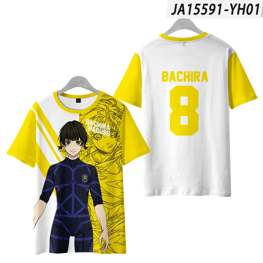thumbnail image 1 of 2022 Última camiseta BLUE LOCK NAGI para hombres, camisetas con estampado 3D para mujeres, camisetas de manga corta con cuello redondo, camisetas de dibujos animados de anime para niños y niñas, 1 of 5