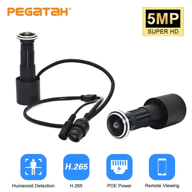5MP Small Door Eye IP POE Camera Mini Peephole Motion Detection Video-eye Viewer Wireless Intercom Home Security Surveillance Ca 1