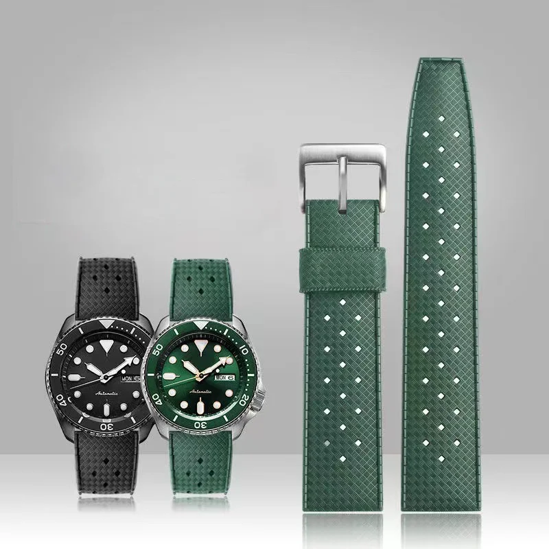 Cinturino In Gomma Per Seiko No. 5 Green Water Ghost Per Breitling Super Ocean Culture Silicone Uomini E Donne 22Mm