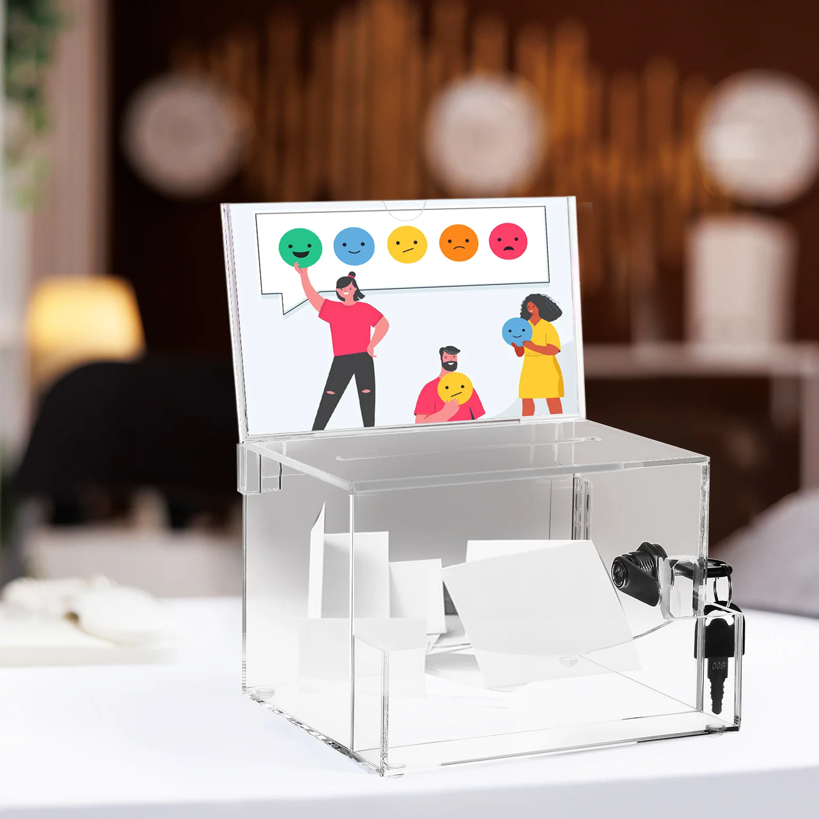Large Capacity Transparent Acrylic Vote Ballot Box Suggestion Charity Donation Fundraising Lockable Mailbox Letter Box With