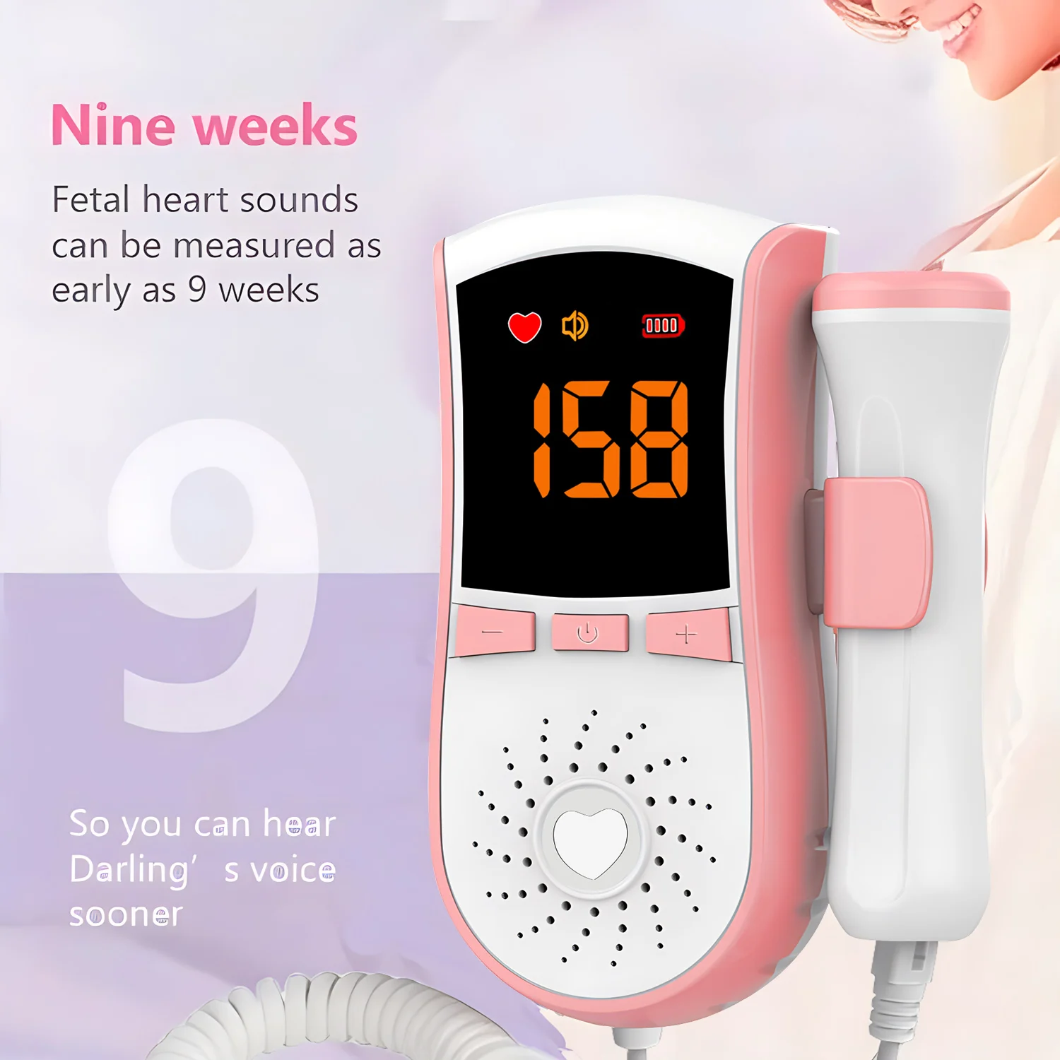 Household Doppler Fetal Portable Pregnant Baby Heart Rate Monitor 3.0MHz Pregnancy Baby Meter Ultrasound Detector