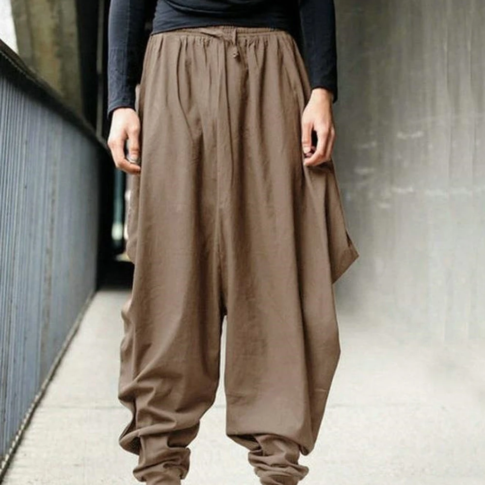 Men High Elastic Waist Harem Pants