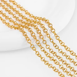 Stainless Steel Silver Paperclip Chain - Square Link for DIY Jewelry Making, 3 Meters (3.5mm - Gold Color)