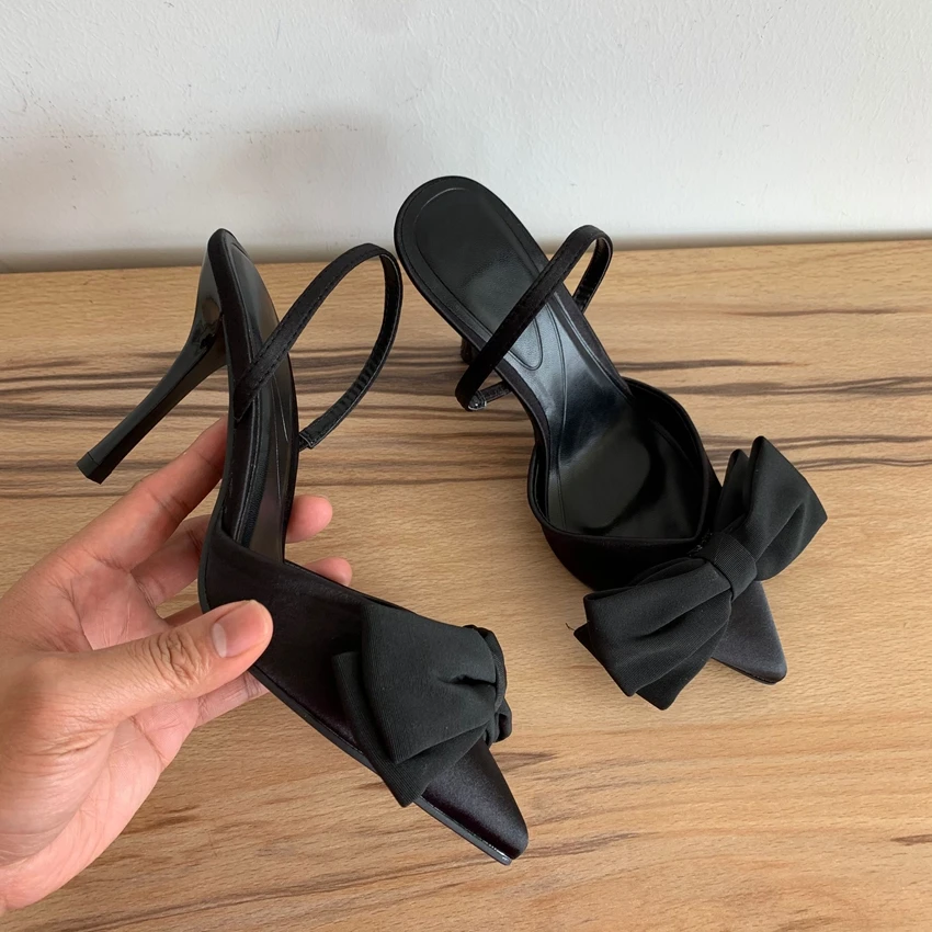 Sexy High Heels Women Bowknot Design Pointed Toe Party Banquet Shoes Fashion Elegant Slingbacks Sandals Woman Zapatos De Mujer