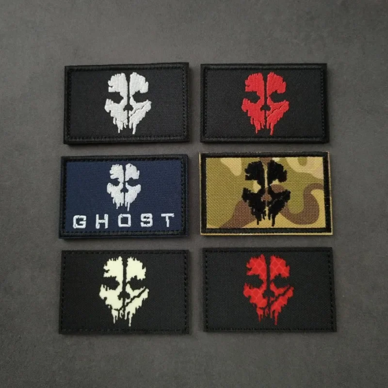 Call Of Duty Ghost Mask Ricamato Hook & Loop Patch Glow Accessori Tattici Morale Emblema Zaino Decorazione Skull Sticker