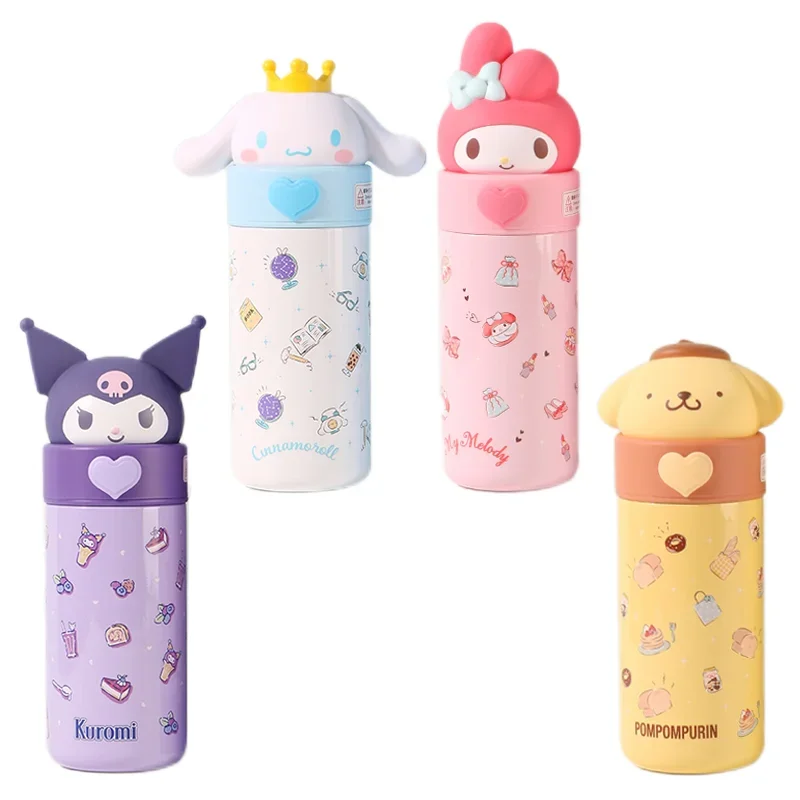 

Sanrios Cute My Melody Kuromi Purin Dog Cinnamoroll Doll Stainless Steel Thermos Cup Kawaii 350ml Portable Water Cup Girl Gift