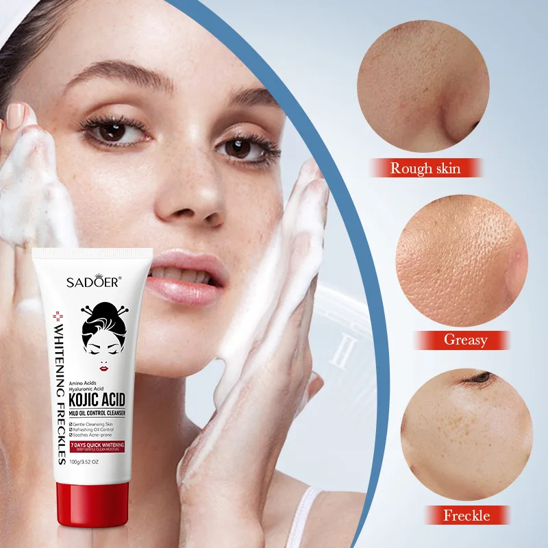 SADOER Kojic Acid Facial Cleanser Face Wash Foam Facial Cleansing Mossee Moisturizing Brightening Facial Skin Care Products 2
