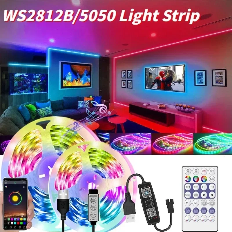 

LED Strip Light RGB 5V USB LED 5050 Flexible Ribbon WS2812b Bluetooth App TV Backlights Diode Tape for Christmas Decor 1-10M