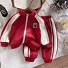 Unisex Kids Sporty Sets Boys Girls Autumn Vintage Jackets+Pants 2Pcs Outfits New Children's Spring Casual Long Sleeve Suits 1-4Y