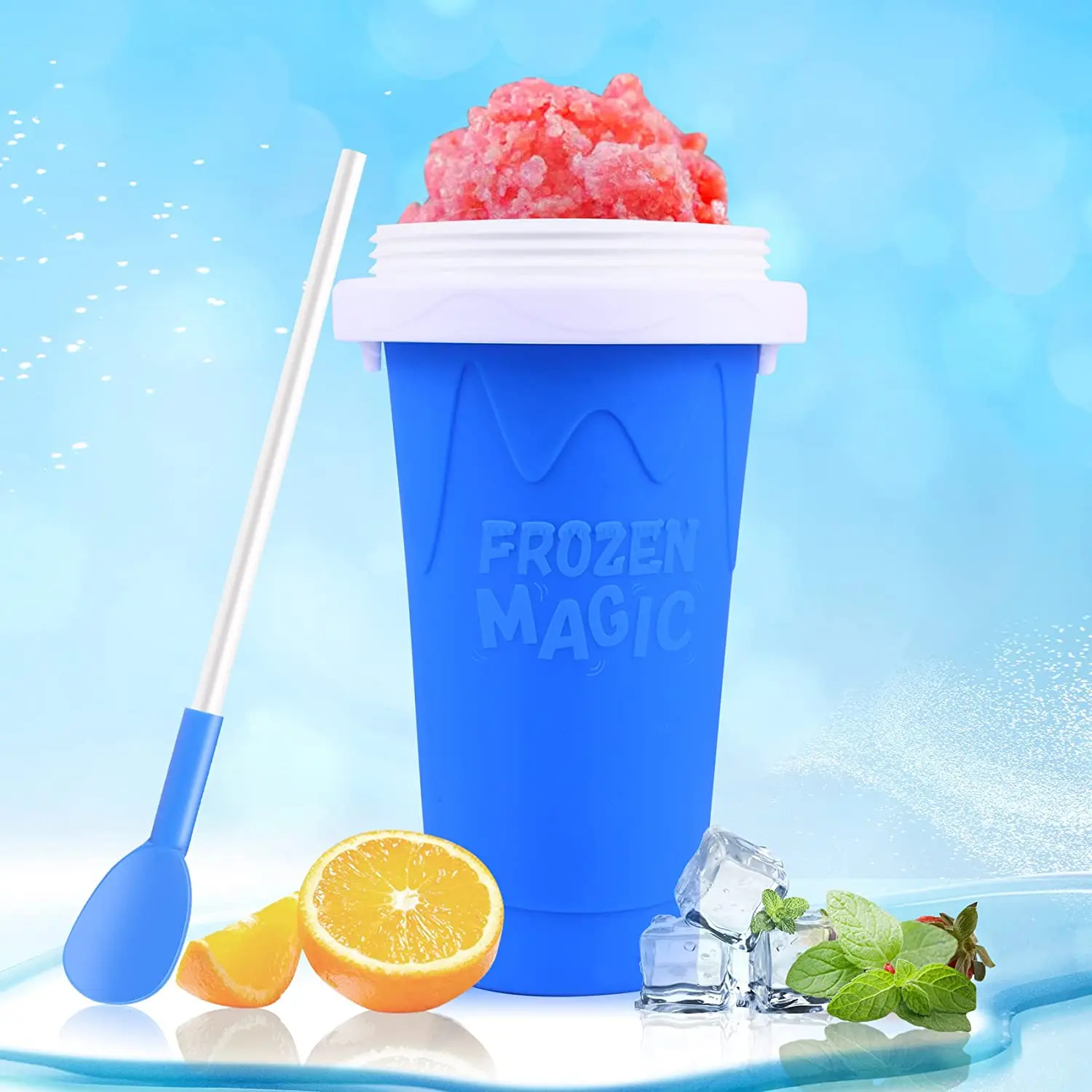 Ice Maker Cup 500ML Smoothies Cup DIY Ice Cream Quick Frozen Silicone  Squeeze Cup Cooling Milkshake Slushy Machine Water Bottle - AliExpress