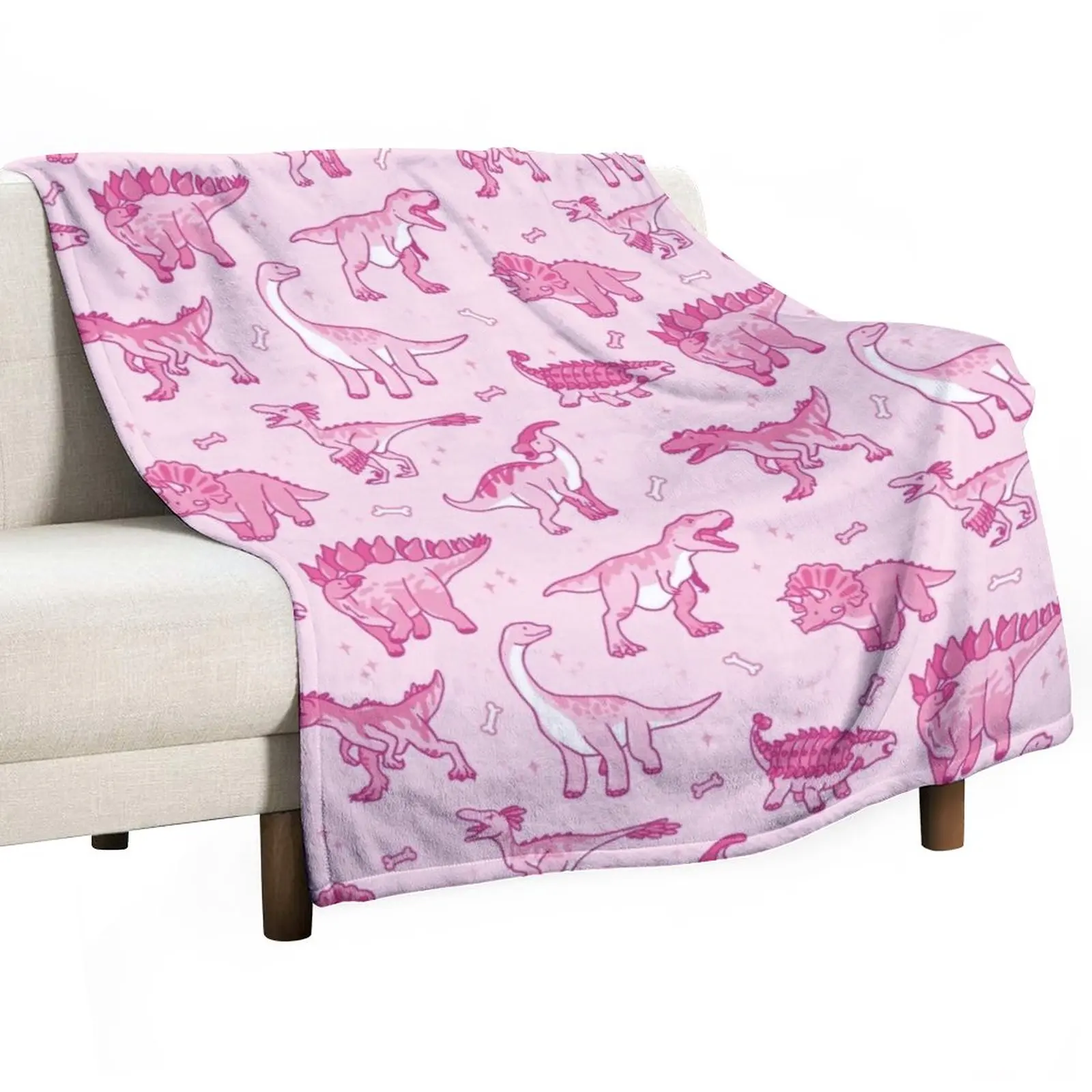 

Pink and Sparkly Dinos Throw Blanket Hair Blanket Quilt Blanket