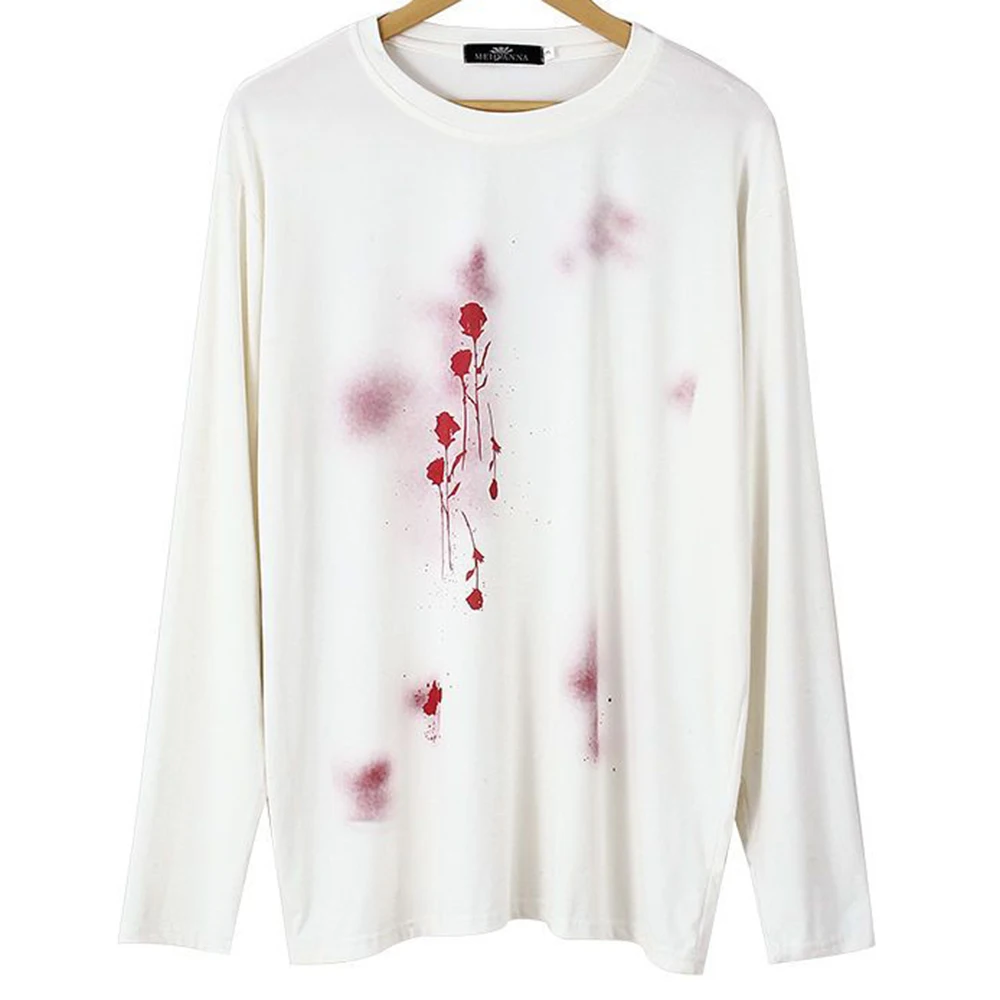 

2024 Solid Color Long-sleeved Sweater Abstract Hand-painted Spray Paint Rose Silhouette Basic Loose Casual Long-sleeved New