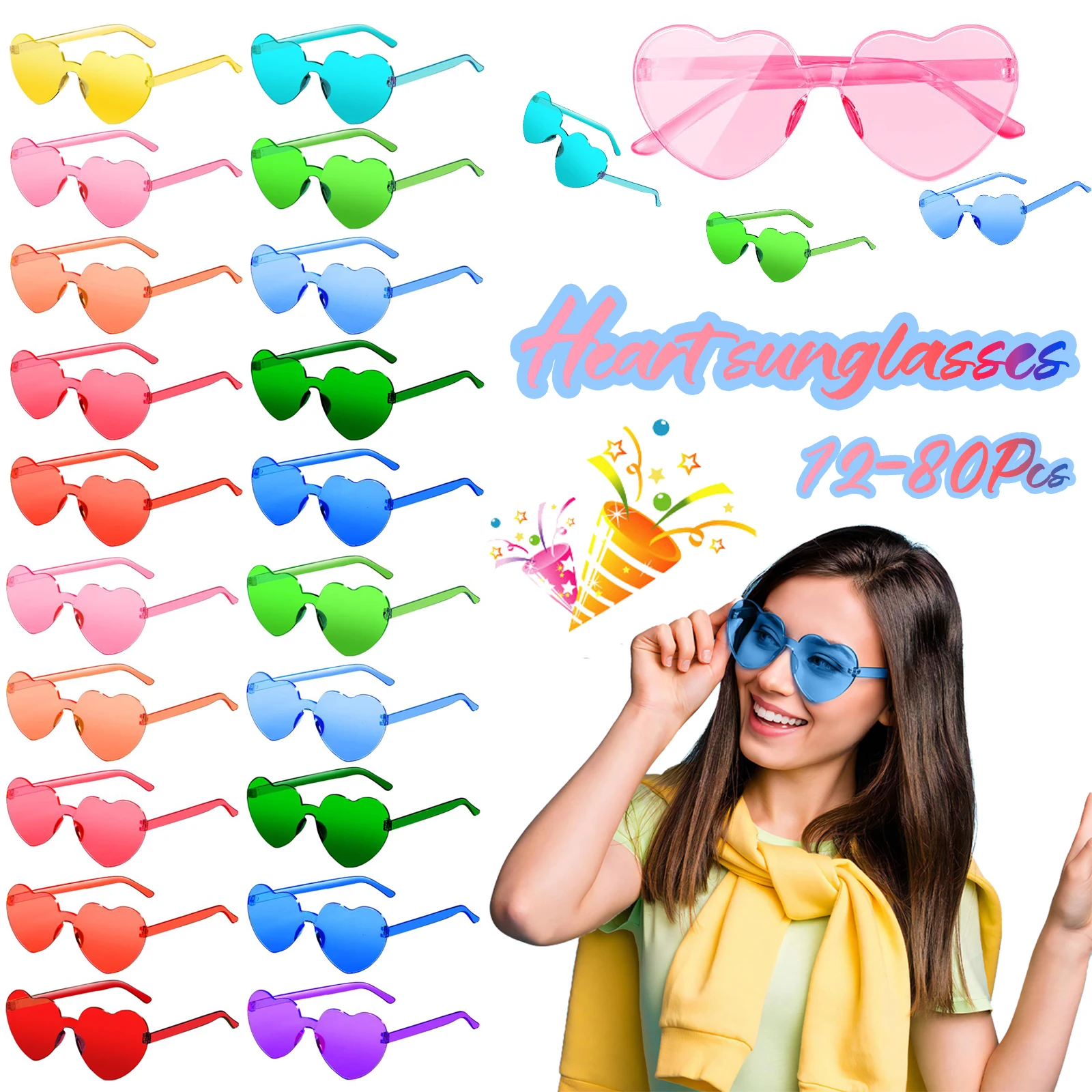 Lunettes Cœur Sans Monture – Rétro, Légères, Pour Fêtes, Anniversaires Et Carnaval
