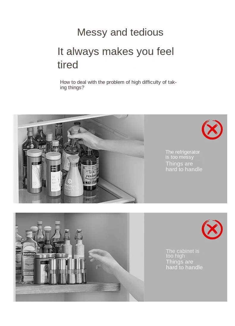 360 Rotating Seasoning Storage Tray Multifunction Pantry Cabinet Turntable For Cosmetics Bathroom Storage Box Kitchen Organizer