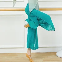 Femmes Modern Dance Pants Mesh Nylon Loose Wide Leg Pantalons de danse Chinois Classique Danse Quotidien Dames Yoga Pantalon 5