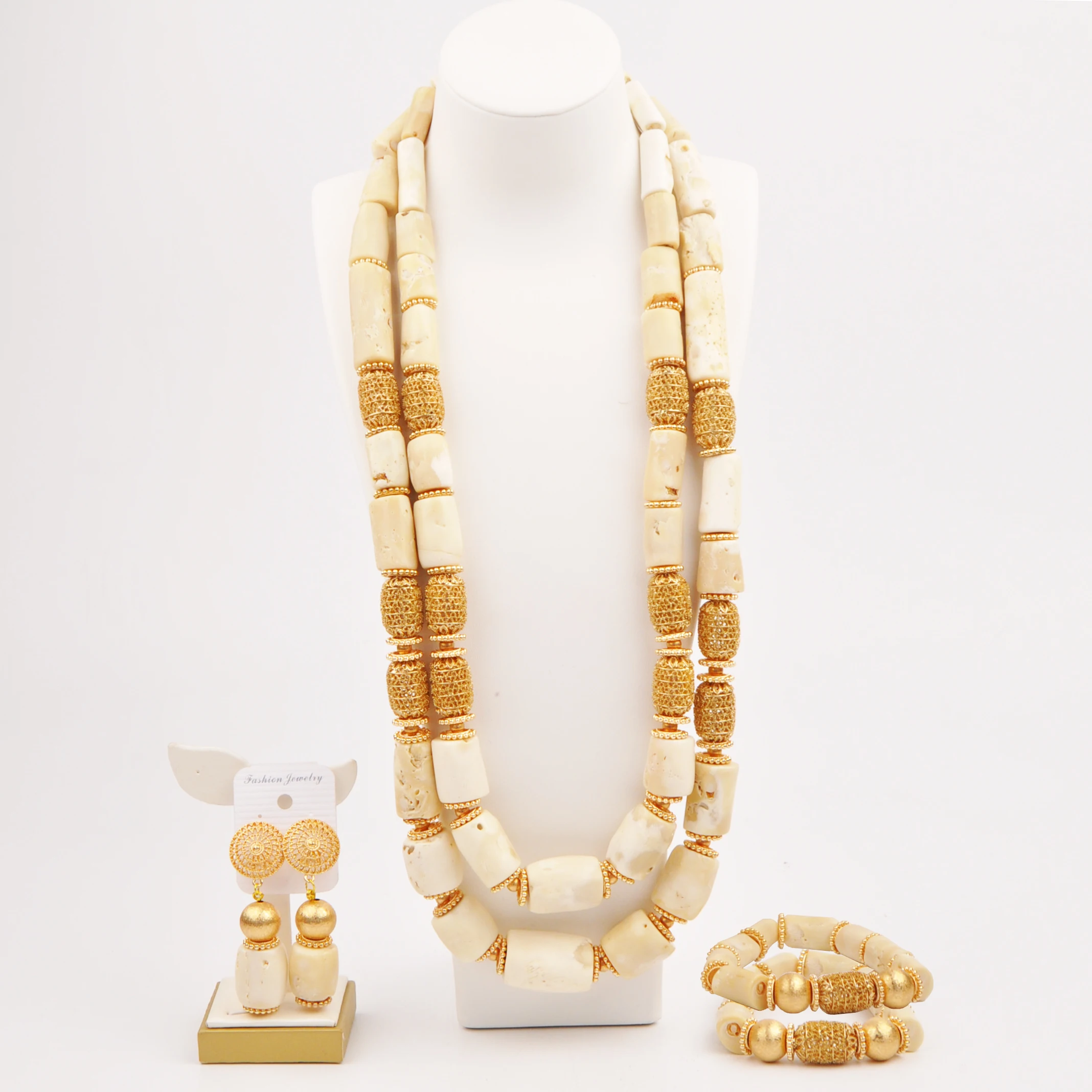 

Fashion African Jewelry Set 36inches Natural White Coral Jewelry Set for Women