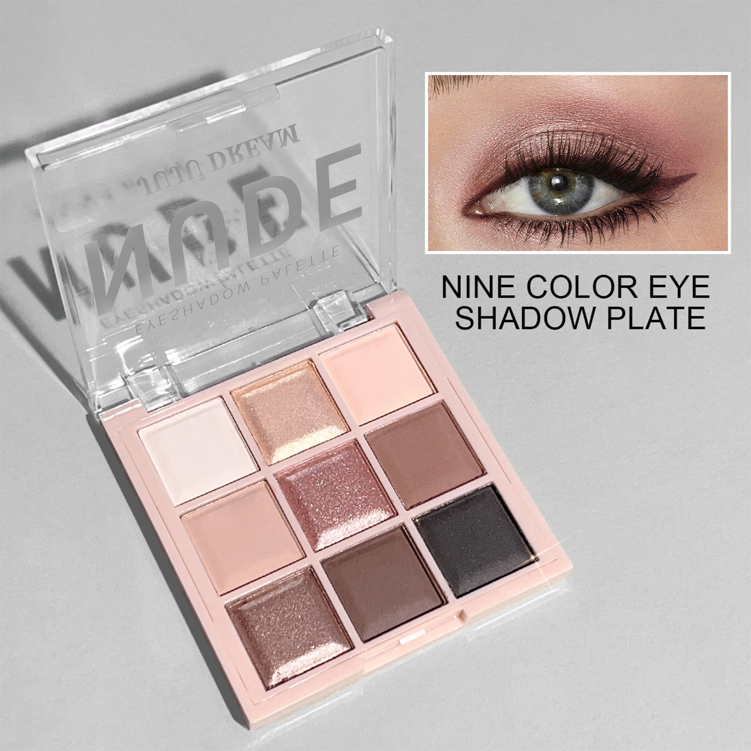 9-Color Eyeshadow Palette Matte & Shimmer Finish Soft Milk Tea Tones Compact & Easy for Daily Student Makeup