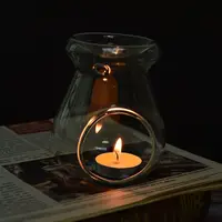 Nordic Home Decor Glass Candle Heat Resistant Oil Furnace Aroma Burner Holder Candlestick Vase Romantic Wedding Decoration 5