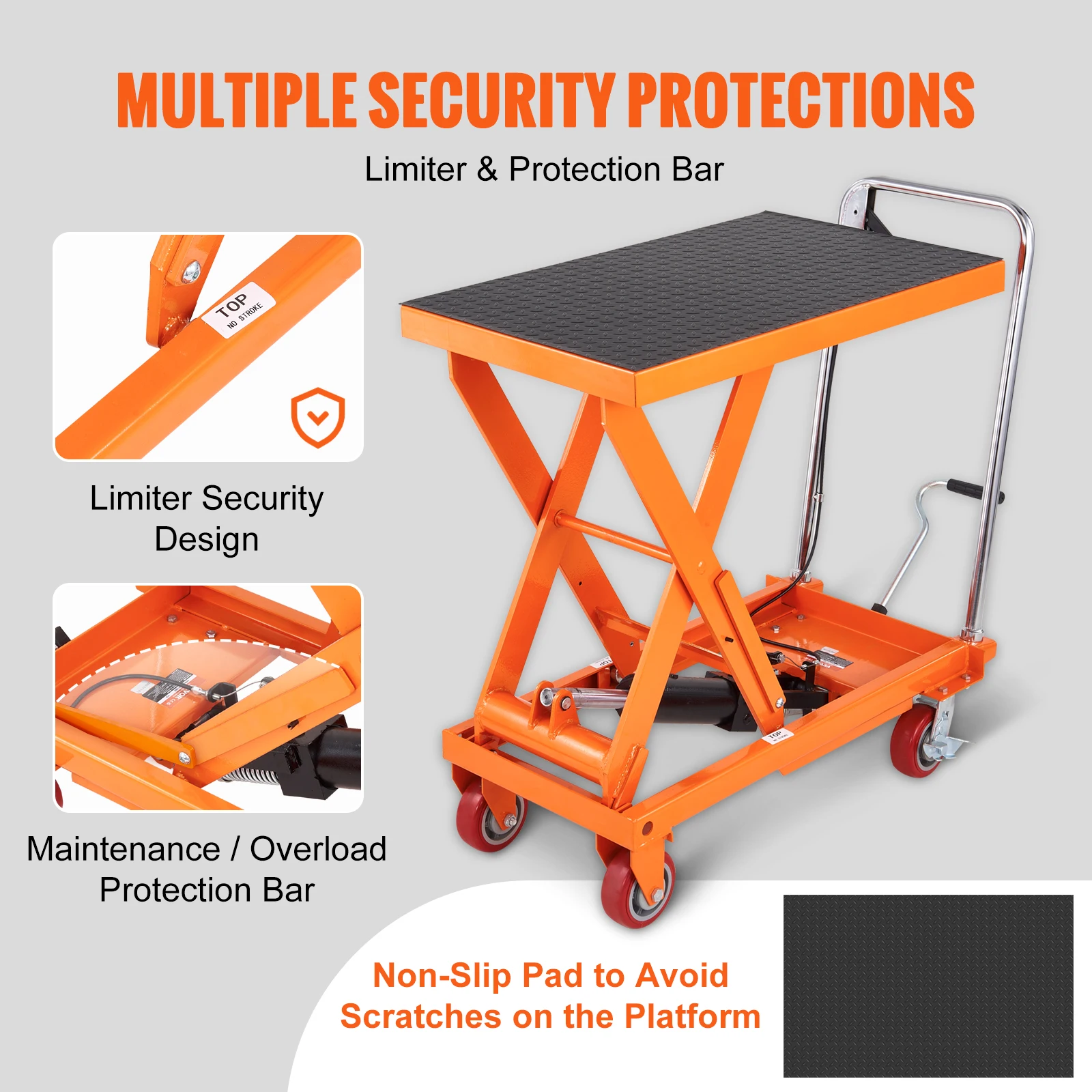 Manual Hydraulic Lift Table Cart with 1100lbs Capacity