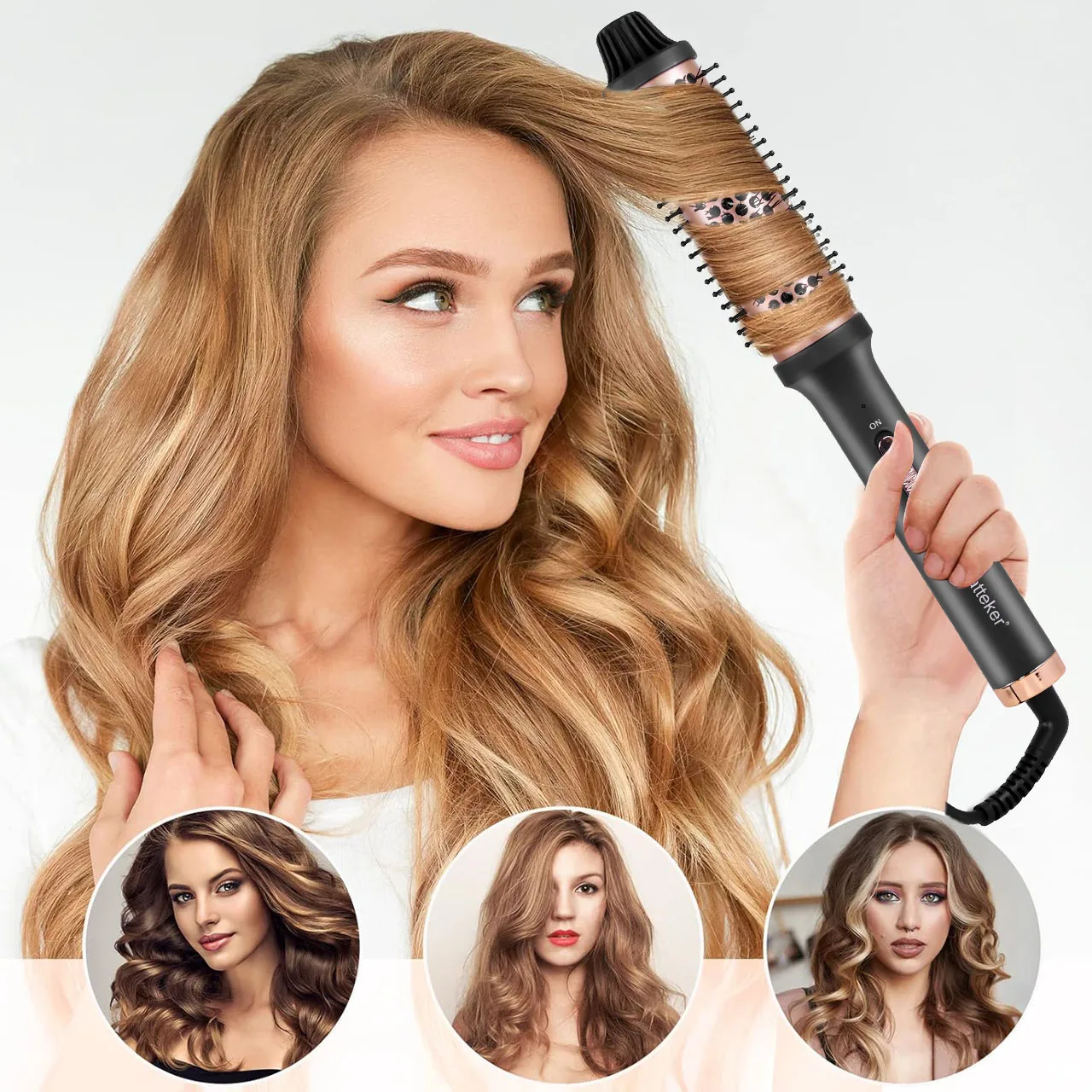 Haetteker Electric Curling Comb Plush Hair Roller Home Use Heat Styling Long Short Hair Brush Voluminous Curling Comb Inner Bend_voghion.com