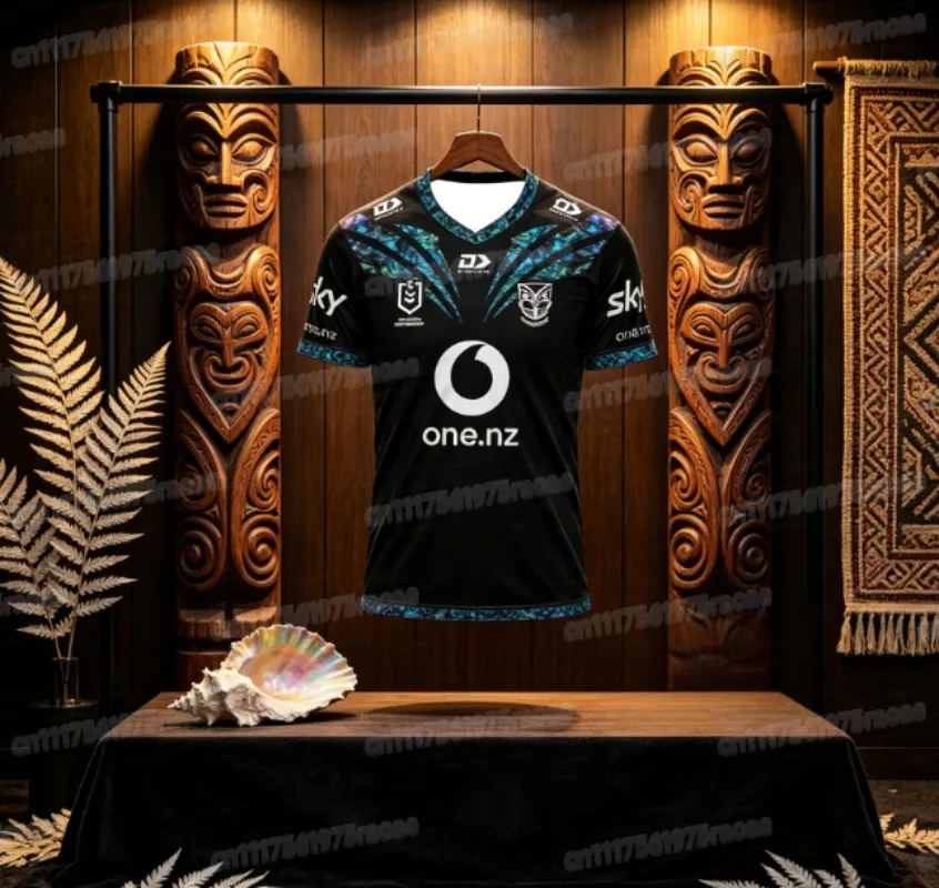 Neues Unisex Aotearoa NZ Warriors Martin 7 Paua Shell Irisierendes Tribal-Print Rugby-Trikot, Oversized Merch-Shirts, Familien-Partnerlook