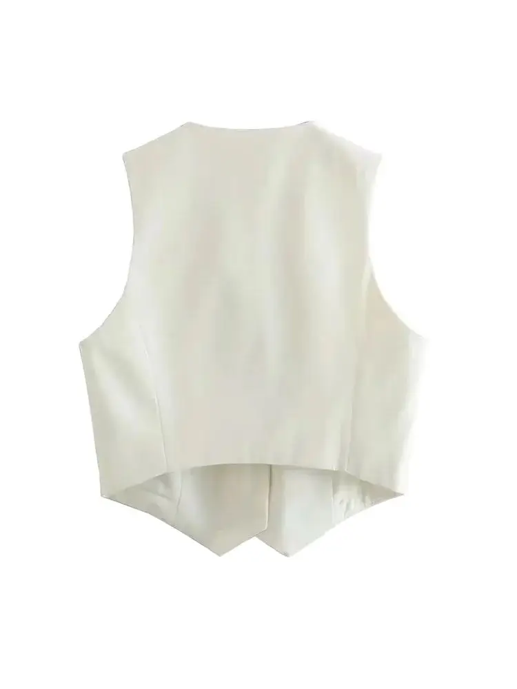 TRZA Women Fashion Front Button Asymmetric Waistcoat Vintage V Neck Sleeveless Female Outerwear Chic Vest Tops fur vest women vest
