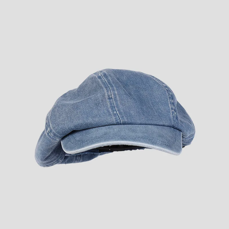 Autumn hats for women Washed denim fabric octagonal hat fashionable and versatile artistic painter hat newsboy cap women hats