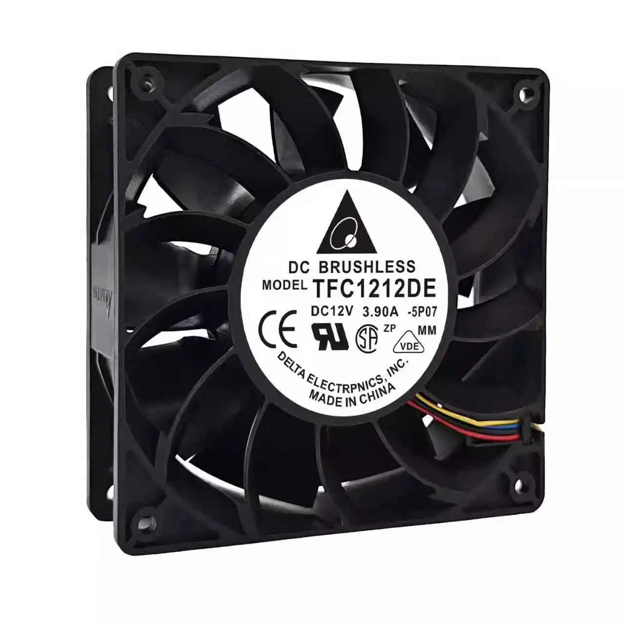 델타 TFC1212DE 12038 12V 3.9A PWM 팬용 120mm 고속 팬 | 250CFM ASIC 채굴기 냉각, 5500RPM 듀얼 볼 베어링