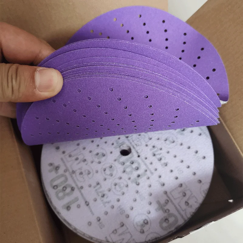 3M6-inch Purple Cyclone Sandpaper 150mm Flocked Self-adhesive Disc Abrasive Car Hardware Wood Sanding 80-800grit sanding discs polish sand paper sandpaper tools