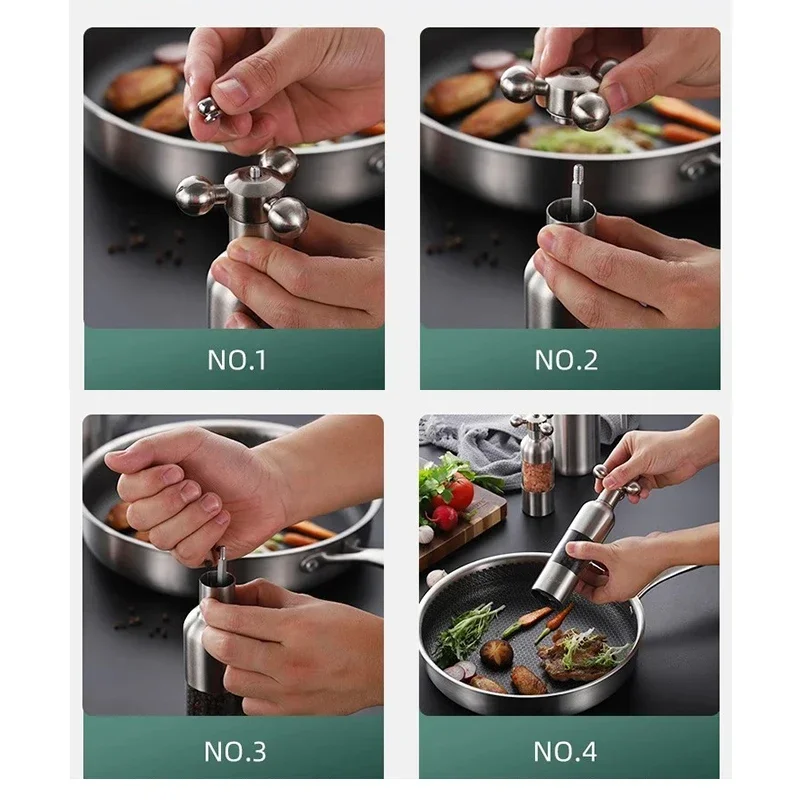 Manual Pepper Grinder Hand Driven Sea Salt Mill Stainless Steel Ceramic Spice Sauce Grinding Bottle BBQ Accessories salt and pepper grinder