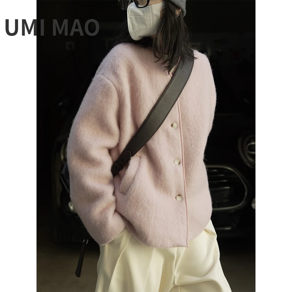 

UMI MAO Harajuku Winter New Korean Casual Long Wool Mohair Blazers Loose And Simple Cotton Cladding Commuter Coat Women's Thick