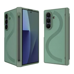 Premium PU Leather Foldable Case with Magnetic Hinge Protector, Stylus, and Privacy Screen Film - Galaxy Z Fold 6 (Green)