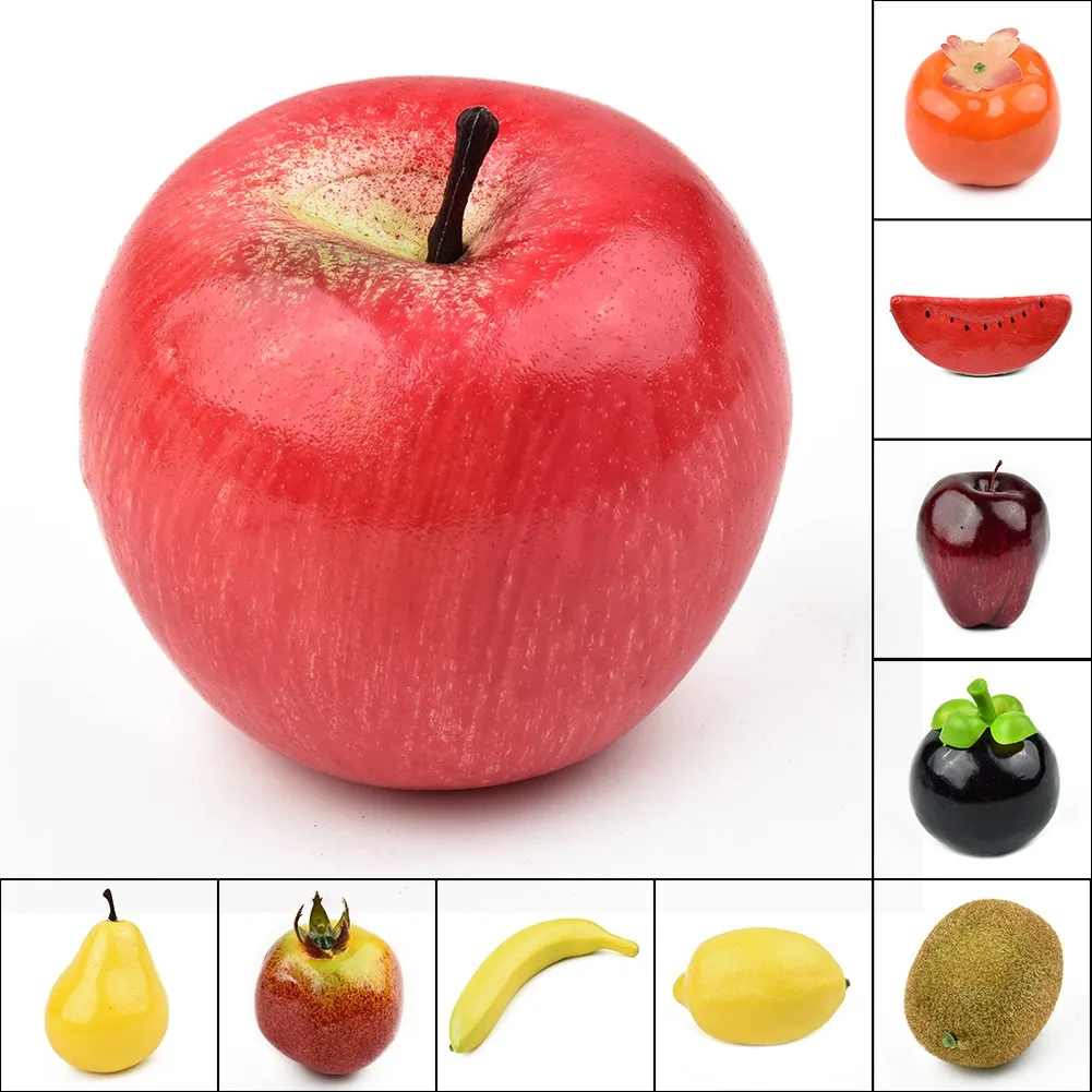 

Decorative Plastic Fake Fruit Apple Lemon Peach Orange DIY Plastic Artificial Fruit For Home Decor Accessories Photography Props