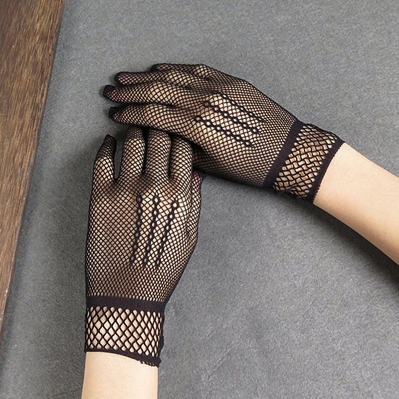 Gants filet élégants pour femme - Style dentelle noir et blanc protection mains mode pêche féminine