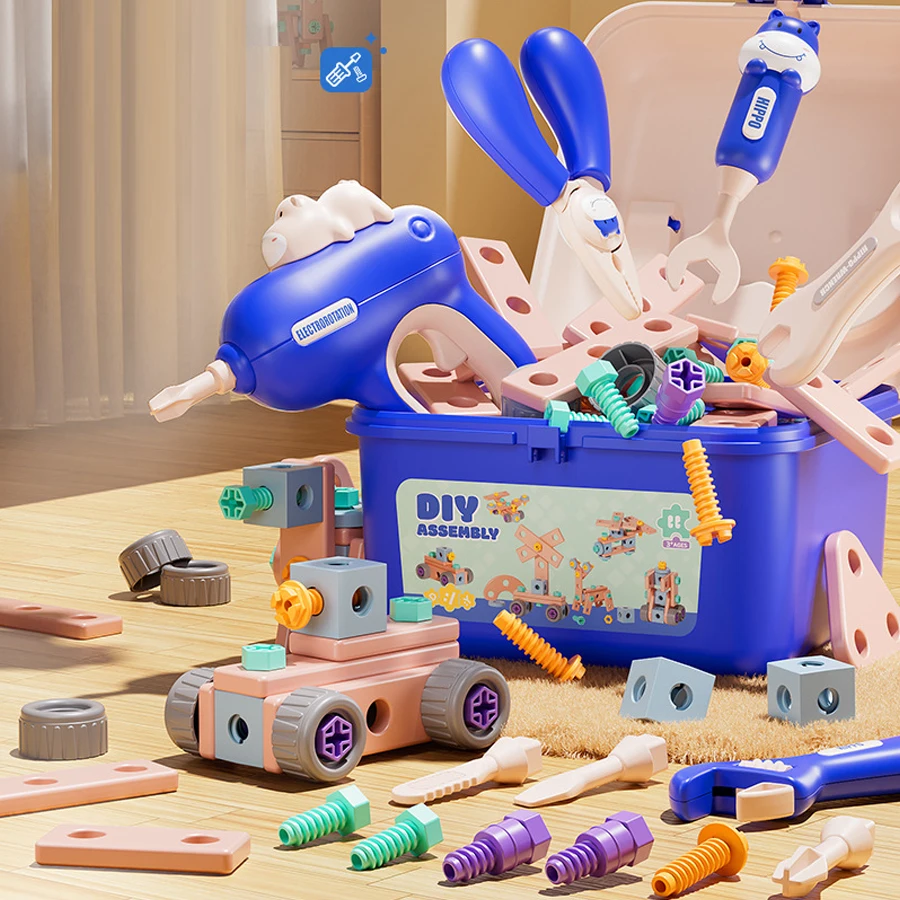 Children's Repair Tool Set Electric Toy Drill DIY Nut Hand Disassembly Assembly Tools Early Educational Pretend Play Toys Gift