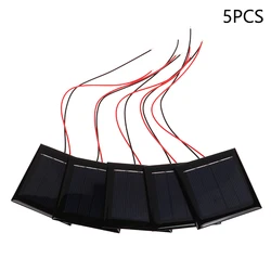 5 - Pack Mini Solar Panels with Wires for DIY Projects and Educational Toys (Black)