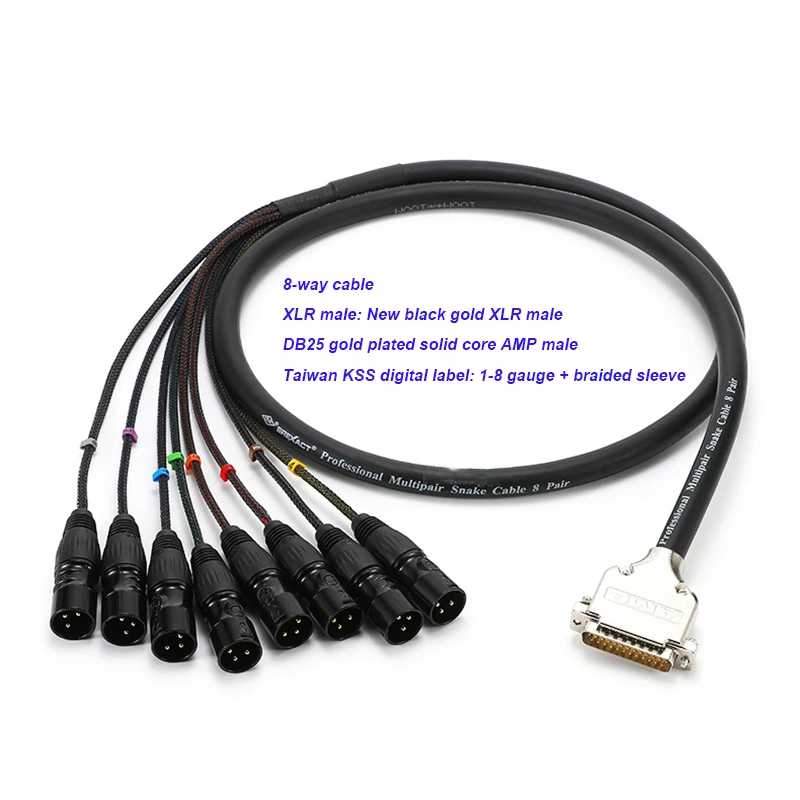 DB25 zu 8 XLR/TRS/RCA Fan-Out-Kabel – Audio-Snake für Mischpulte, Bühnen, Aufnahmen, Patchbays, 0,75-20m – Detail 14