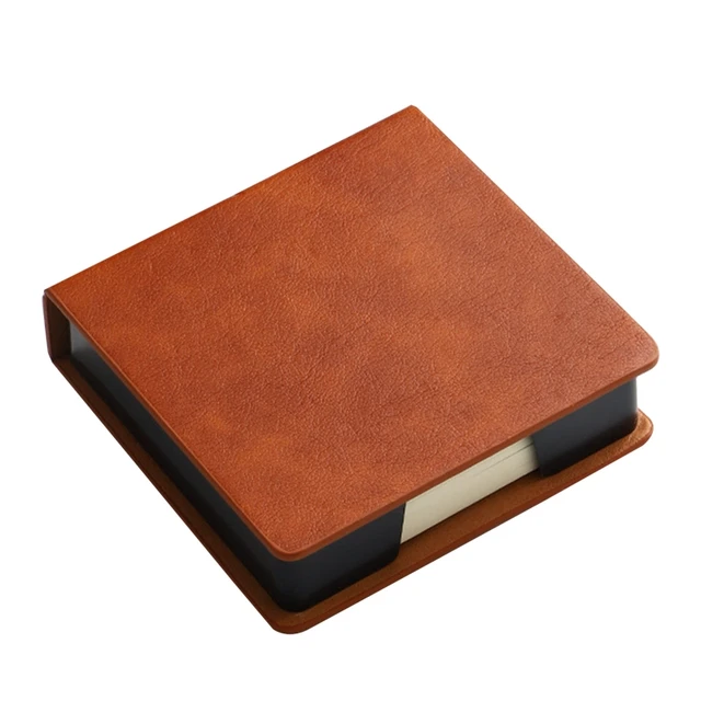 Sticky Note Box with Notepads Leather Memo Pad Dispenser Desktop Supplies for Students Office Worker 2