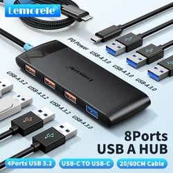 Lemorele TC110 8 Port HUB USB C 10Gbps Hub USB Type C to USB 3.2 Gen Data 3 Ports Hub Adapter For Computer Office Accessories