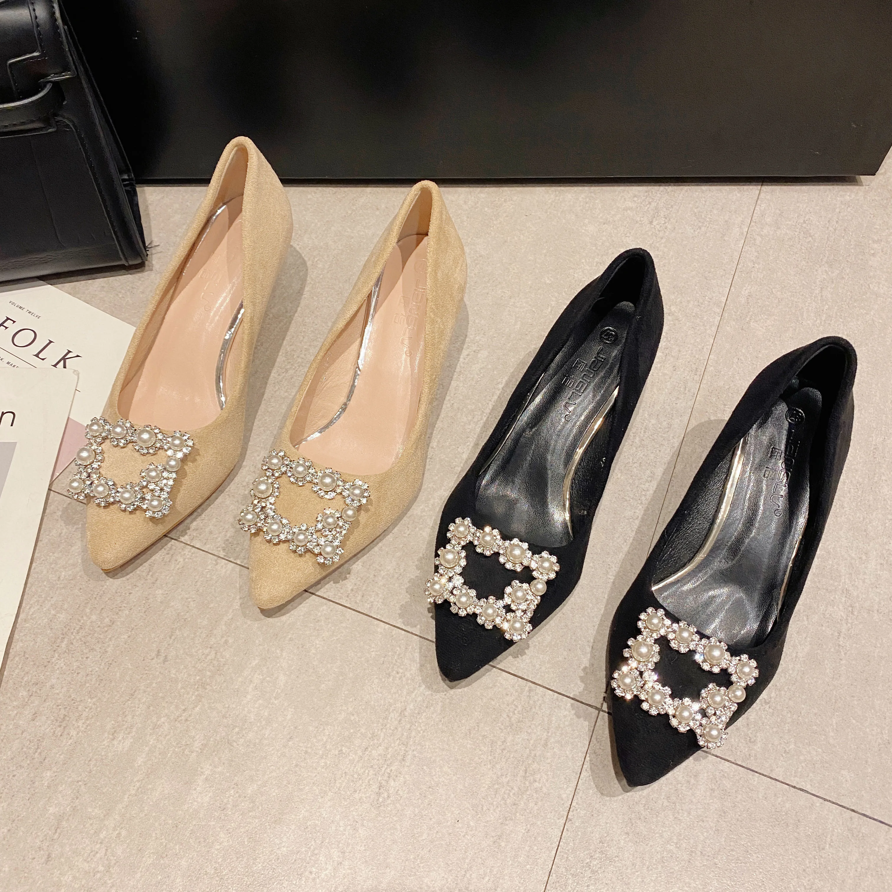 Casual Heels Women's Shoes with Spikes Work Dress Professional