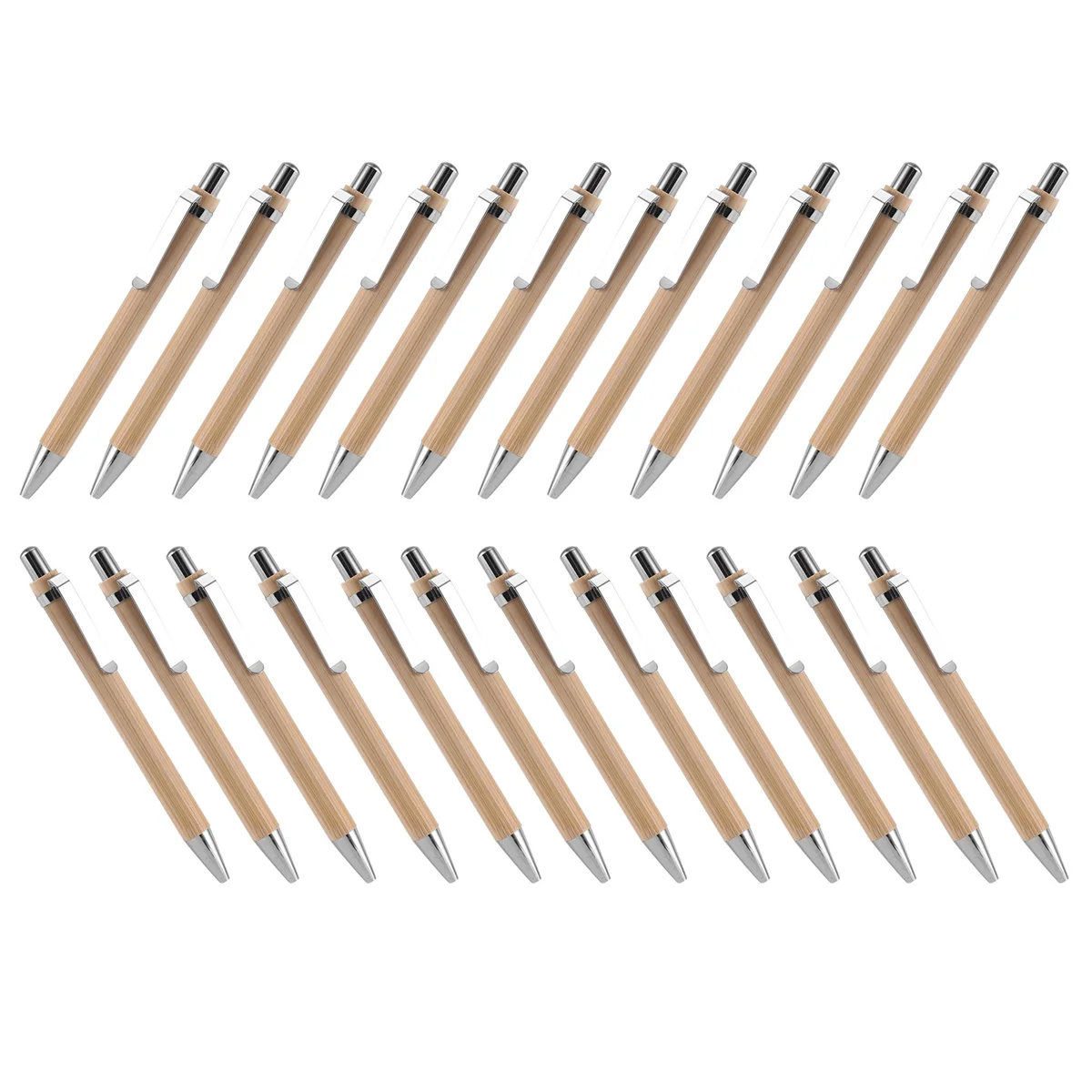 대나무 개폐식 볼펜, 사무용품, 나무 볼펜, 검정 잉크, 1mm, 24 개