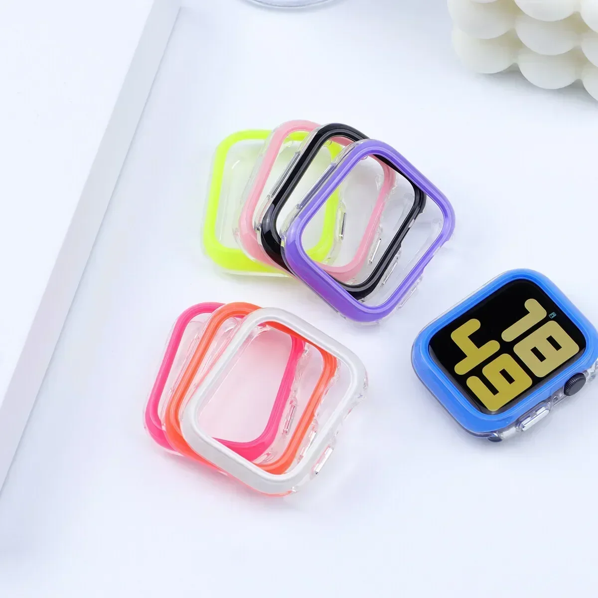 Durable PC+TPU Protective Cover for Apple Watch with Screen Protector