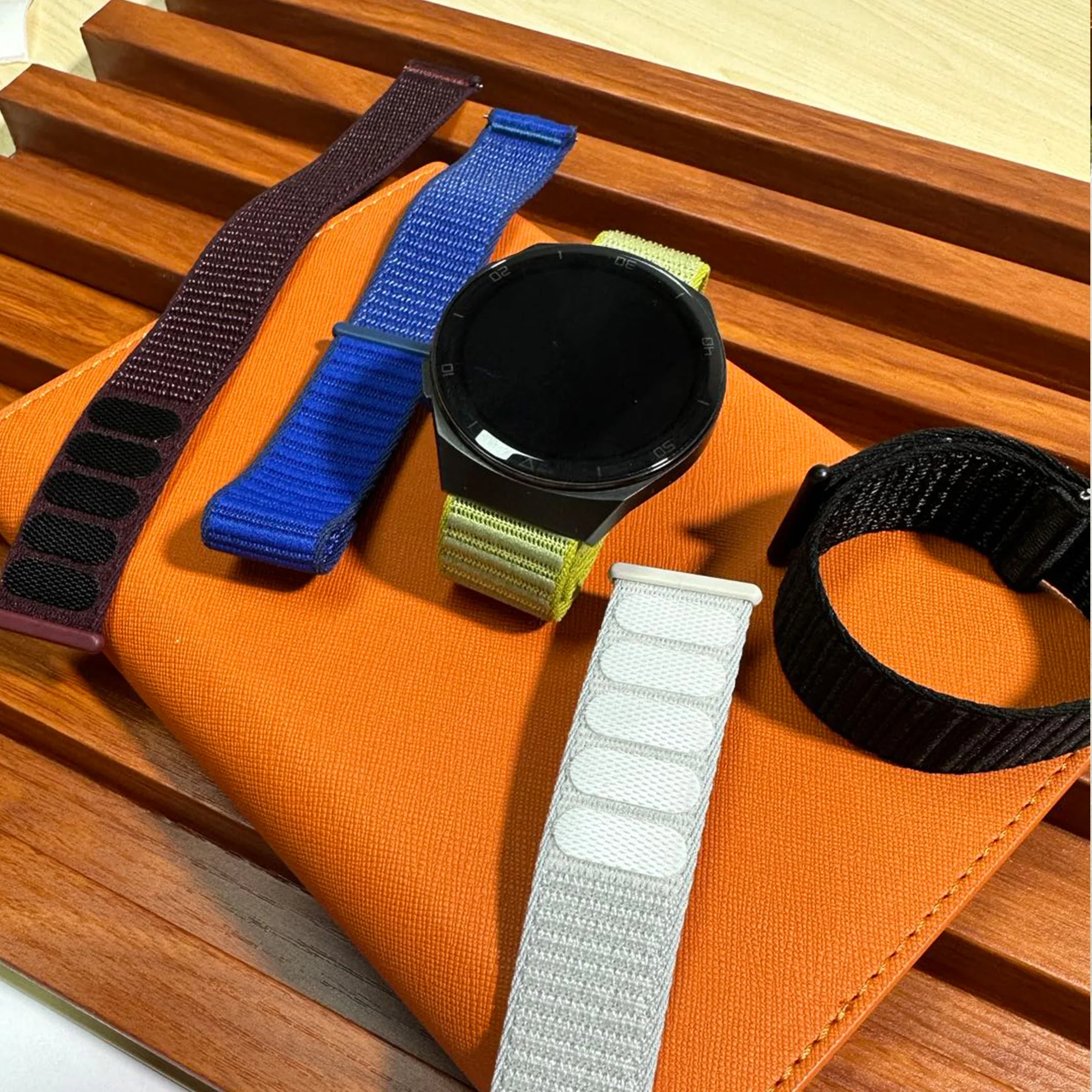 Enhanced Quick Release Nylon Elastic Watch Strap with Adjustable Hook and Loop Closure, 22mm Width